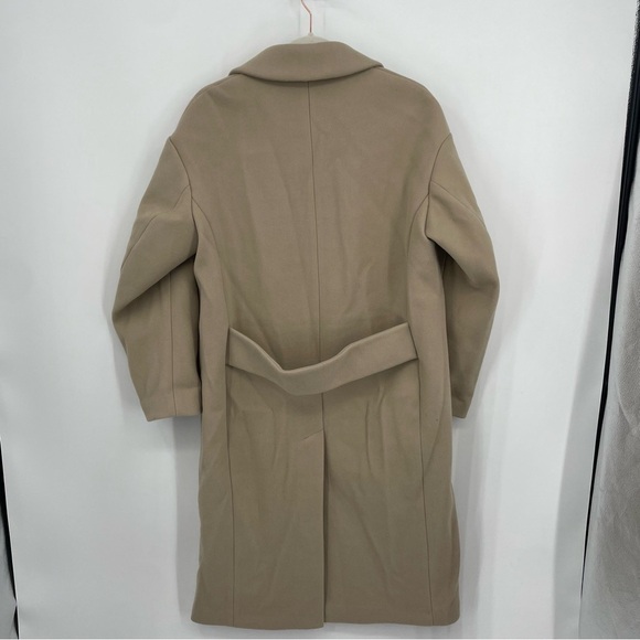 H&M Straight Cut Coat Sz XS beige mid length peacoat - Picture 2 of 7
